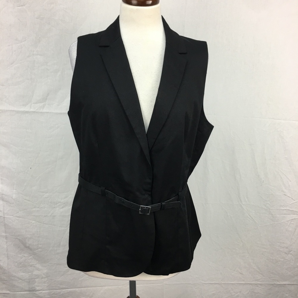 New York & Company Black Belted Vest/Blazer